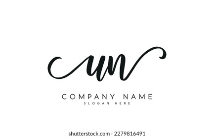 letter UN logo design handwriting signature style vector template