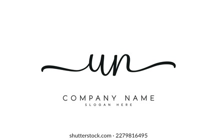 letter UN logo design handwriting signature style vector template