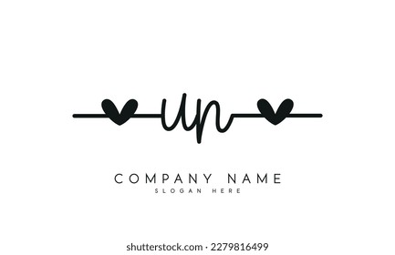 letter UN logo design handwriting signature style vector template