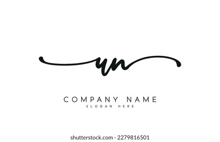 letter UN logo design handwriting signature style vector template