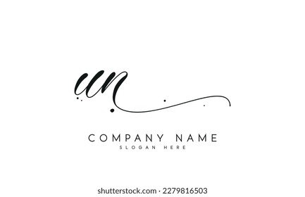 letter UN logo design handwriting signature style vector template