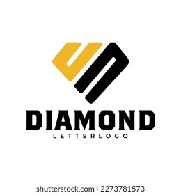 letter UN logo design vector combined with diamond for jewelery shop or company