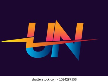 Letter UN logo with Lightning icon, letter combination Power Energy Logo design for Creative Power ideas, web, business and company.