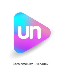 Letter UN logo in triangle shape and colorful background, letter combination logo design for business and company identity.
