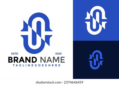 Letter Un or Nu Monogram Logo design vector symbol icon illustration