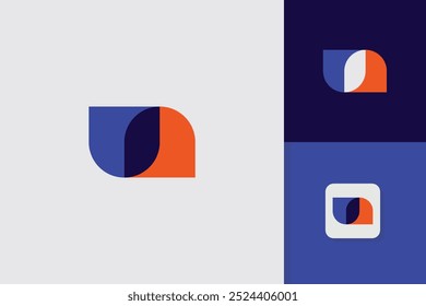 letter un overlap logo design vector template