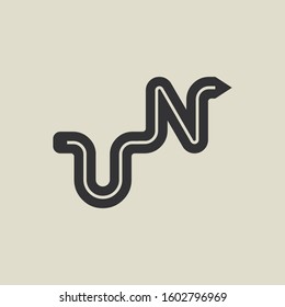 Letter UN pencil shape logo design. Link icon in flat style isolated on grey background. Graphic alphabet symbol for your corporate business identity, website, app, UI. Arts logo design inspiration.