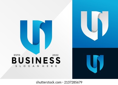 Letter UN Shield Business Logo Design Vector illustration template