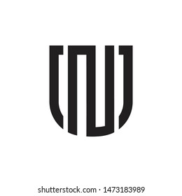 letter un simple geometric line logo vector