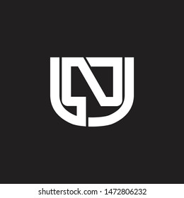 letter un simple linked geometri line logo vector