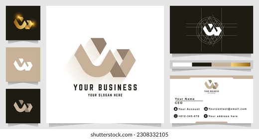 Letter UN or VW monogram logo with business card design