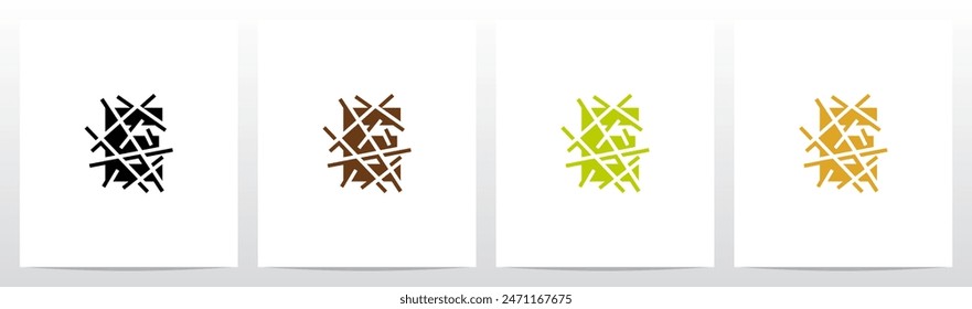 Letter Under Hay Straw Initial Logo Design E