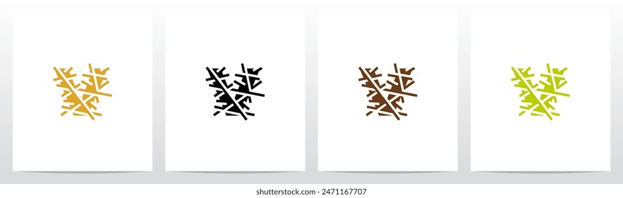 Letter Under Hay Straw Initial Logo Design V