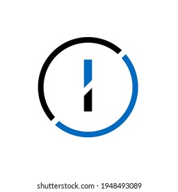 Letter I unique logo business or company cut circle design, vector template