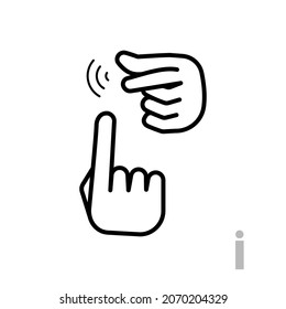 Letter İ Universal and handicapped hand alphabet letter. Simple clear linear letter İ, hand language. Learning the alphabet, non-verbal deaf-mute communication, expressive gestures vector.