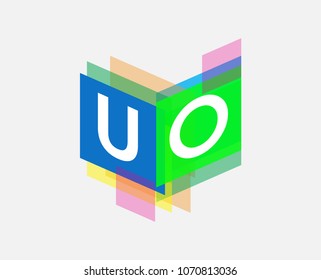 Letter UO logo with colorful geometric shape, letter combination logo design for creative industry, web, business and company.