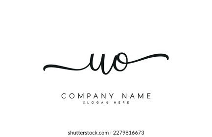 letter UO logo design handwriting signature style vector template