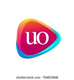 Letter UO logo in triangle shape and colorful background, letter combination logo design for company identity