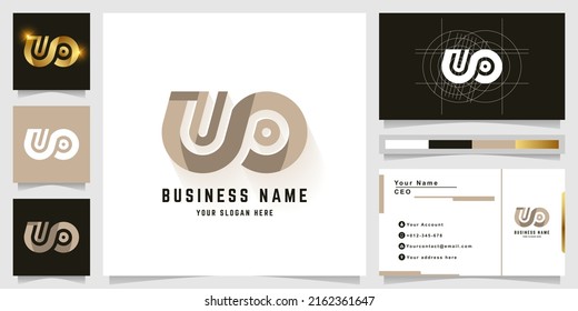 Letter UO or UP monogram logo with business card design