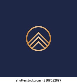 Letter A - upper arrow logo inside gold circle frame