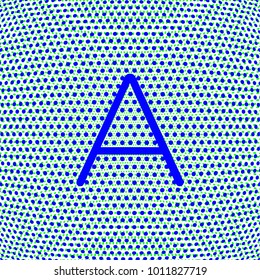 letter A in uppercase with dot effect, blue color for various uses related to teaching and education, editable vector