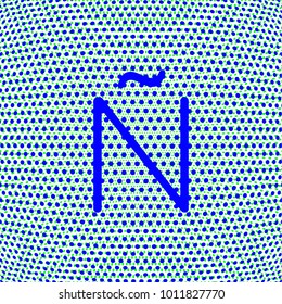 letter Ñ in uppercase with dot effect, blue color for various uses related to teaching and education, editable vector