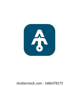 letra A y logotipo del ancla invertido