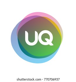 Letter UQ logo with colorful splash background, letter combination logo design for creative industry, web, business and company.
