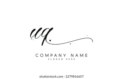 letter UQ logo design handwriting signature style vector template