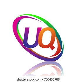letter UQ logotype design for company name colorful swoosh. vector logo for business and company identity.