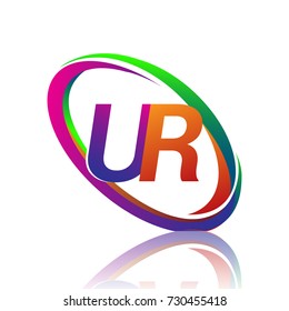 letter UR logotype design for company name colorful swoosh. vector logo for business and company identity.