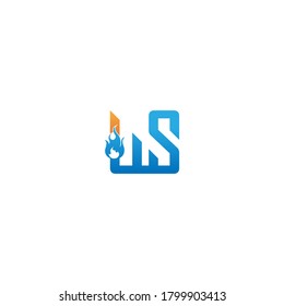 Letter US combine flame icon template vector