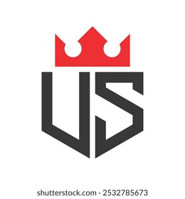 Carta US Crown Logo. Crown on Letter US Logo Design Template