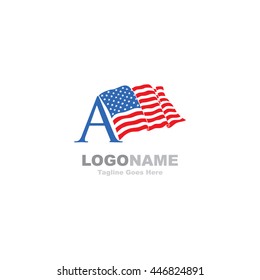 Letter A with US flag logo