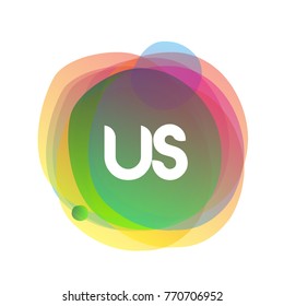 Letter US logo with colorful splash background, letter combination logo design for creative industry, web, business and company.
