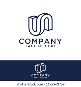 Letter US logo design