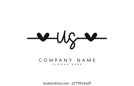letter US logo design handwriting signature style vector template