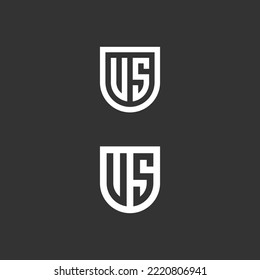 letter us shield logo design vector illustration template