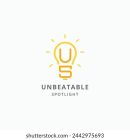 Letter US SU with light bulb shape linear logo vector icon illustration. Creative S U monogram