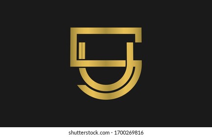 Letter US, SU monogram and shield sign combination. Line art logo design. Symbolizes reliability, safety, power, security.