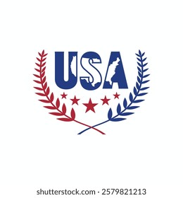 letter usa with 5 star logo design vector for business