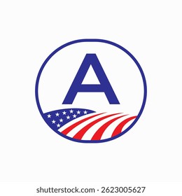 Letter A USA Agriculture Logo Design. Farming Symbol Vector Template