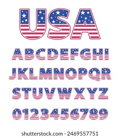 Letter USA Flag Star And Stripe Set