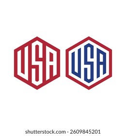 letter usa hexagon vector logo design	
