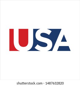 Letter USA in red and Blue. Vector logo.