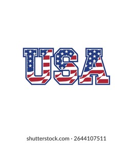 letter USA text style with flag element design vector	