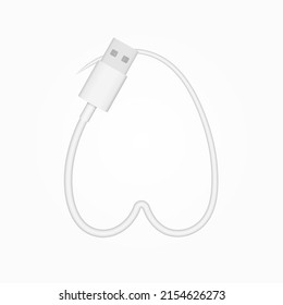 A letter usb cable realistic vector style. İsolated font for logo, application, creative technology design and more