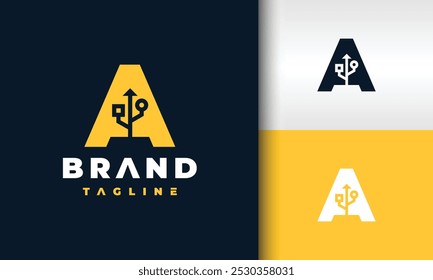 letra A Logotipo técnico USB