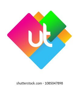 Letter UT logo with colorful geometric shape, letter combination logo design for creative industry, web, business and company.