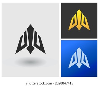 Letter UU AA modern elegant logo with gold color